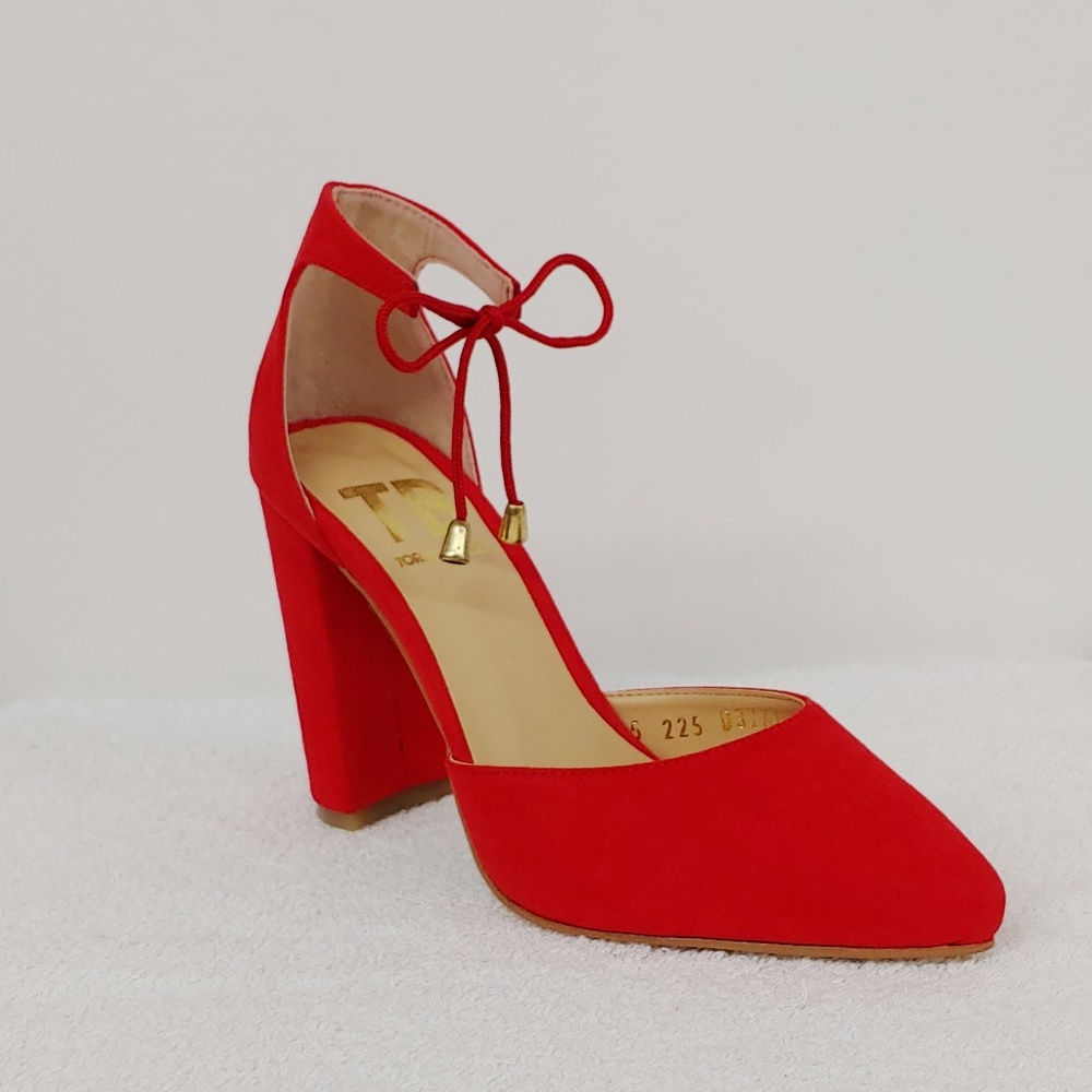 Flaming Red Heels with String Strap